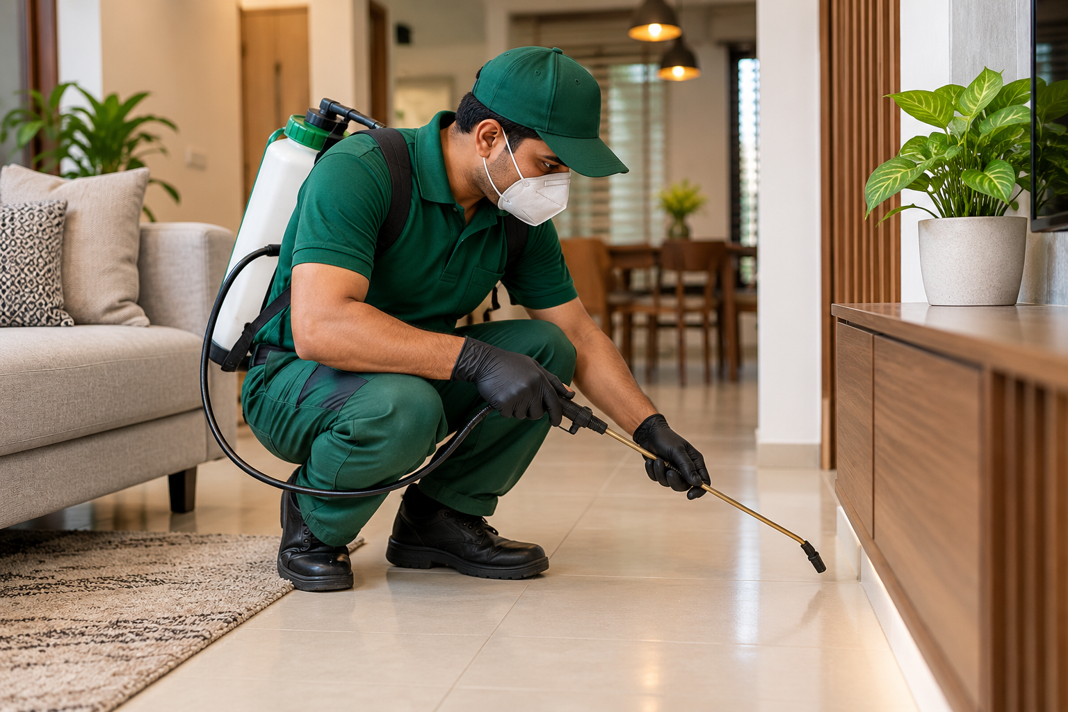 Pest control service professional
